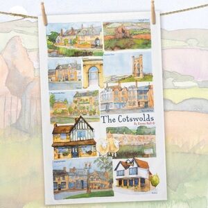 THE COTSWOLDS Tea Towel by Emma Ball 100% Cotton Made in the UK